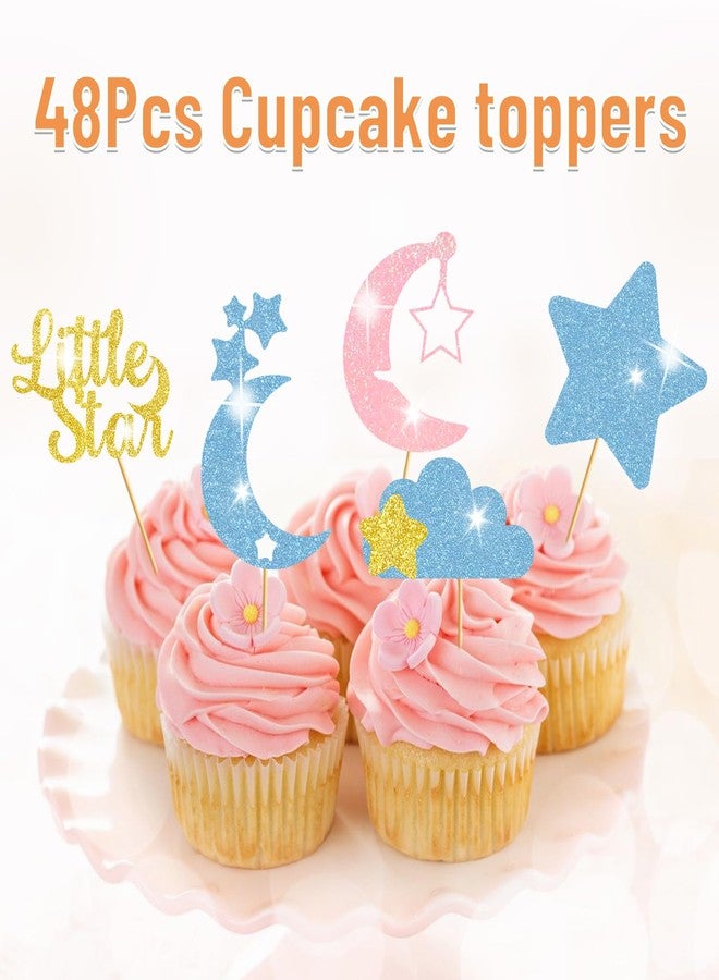 MZ.ogm Twinkle Twinkle Little Star Cupcake Toppers, Star Cupcake Toppers, Twinkle Twinkle Little Star Gender Reveal Decorations, Gender Reveal Cake Decorations for Baby Shower Supplies - Image 3