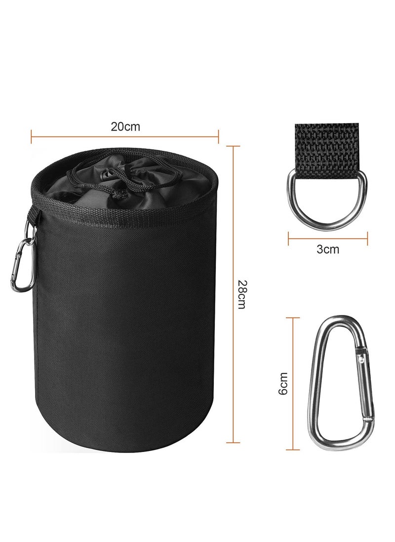 Peg Bag, Black Large Peg Bag with Closing Cord and Hanging Snap Hook, Peg Bag for Laundry Clothes Pegs, Indoor Outdoor Pegs Organizer Storage Use, Black 7.8 X 7.8 X 11 Inch - Image 2