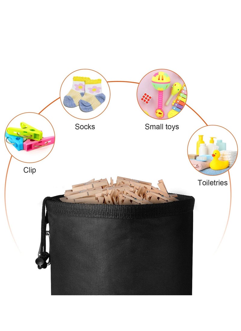Peg Bag, Black Large Peg Bag with Closing Cord and Hanging Snap Hook, Peg Bag for Laundry Clothes Pegs, Indoor Outdoor Pegs Organizer Storage Use, Black 7.8 X 7.8 X 11 Inch - Image 5