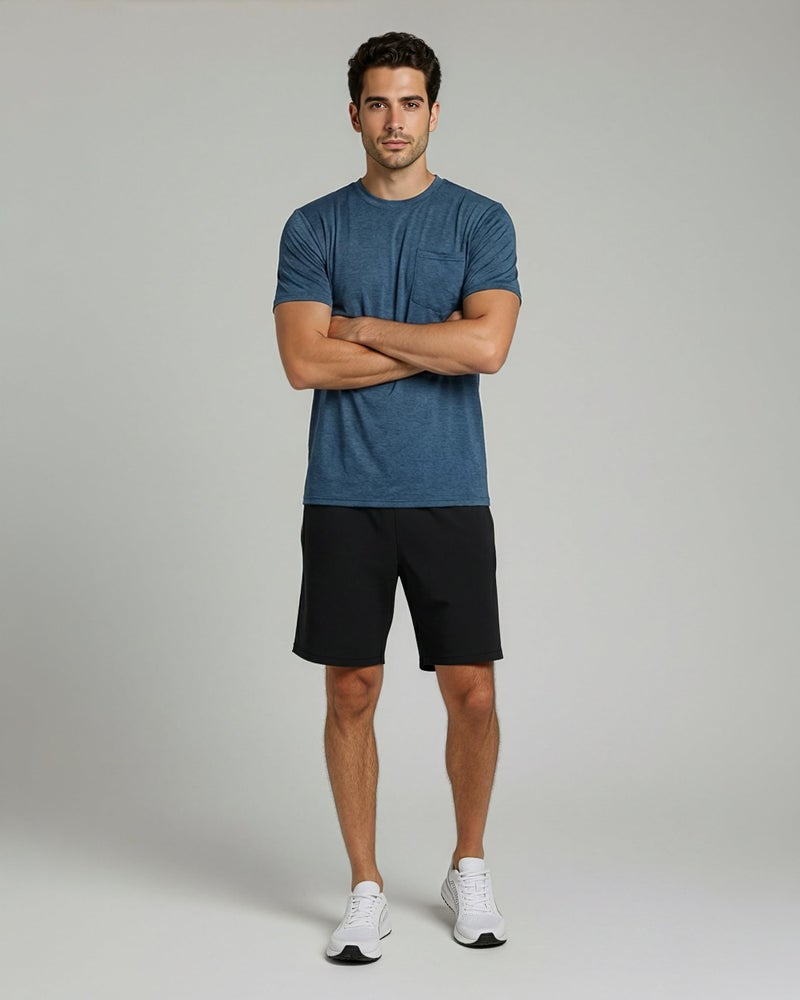 REALESSENTIALS Real Essentials 4 Pack: Men's Dry-Fit Short Sleeve Pocket Crew Performance Athletic T-Shirt-Set 3, L - Image 3