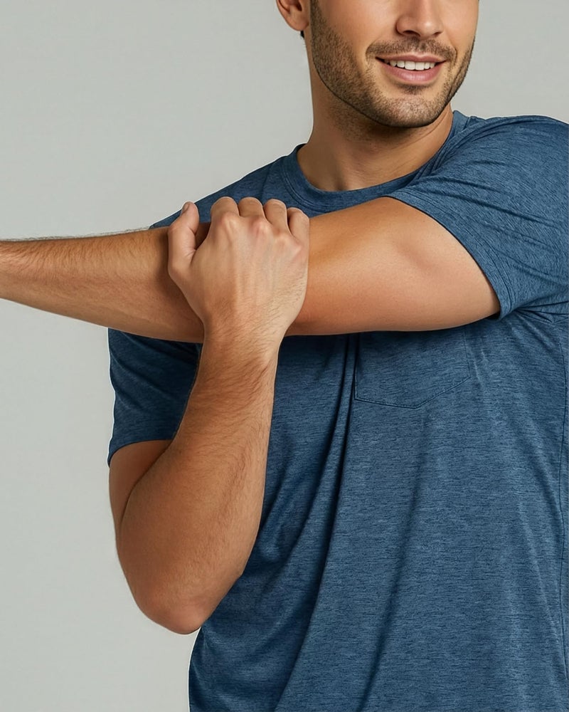 REALESSENTIALS Real Essentials 4 Pack: Men's Dry-Fit Short Sleeve Pocket Crew Performance Athletic T-Shirt-Set 3, L - Image 4