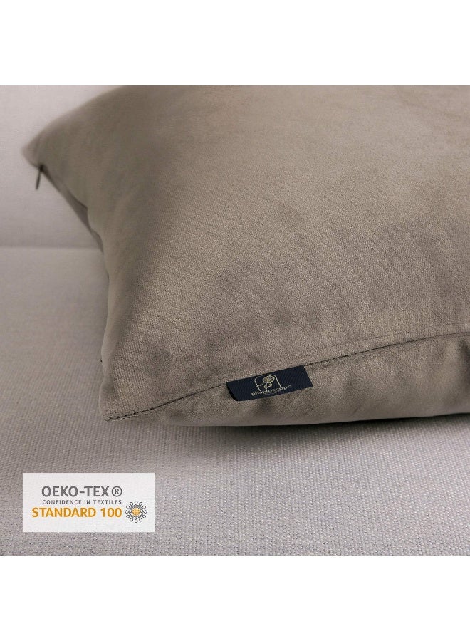Phantoscope Pack of 2 Velvet Decorative Throw Decorative Pillow Cover Soft Solid Square Cushion Case for Couch Taupe 12 x 20 inches 30 x 50 cm - Image 4
