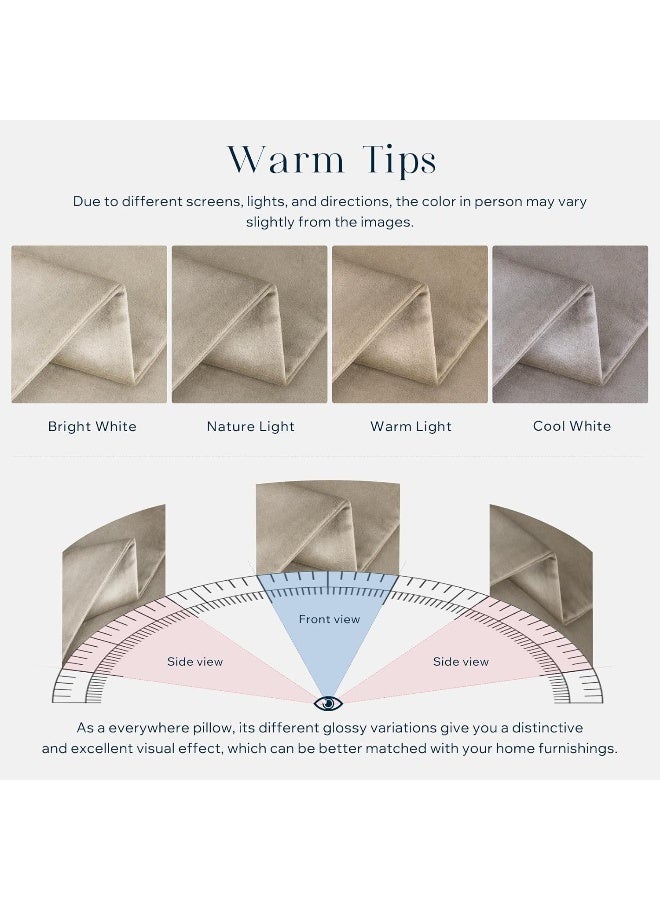 Phantoscope Pack of 2 Velvet Decorative Throw Decorative Pillow Cover Soft Solid Square Cushion Case for Couch Taupe 12 x 20 inches 30 x 50 cm - Image 5
