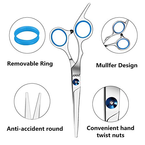 JYHY Professional Hair Cutting Scissors Shears Barber Thinning Set Kit- Family Hair Cutting,Barber Hair Cutting Tool Thinning texturizing/Blue 6" - Image 3