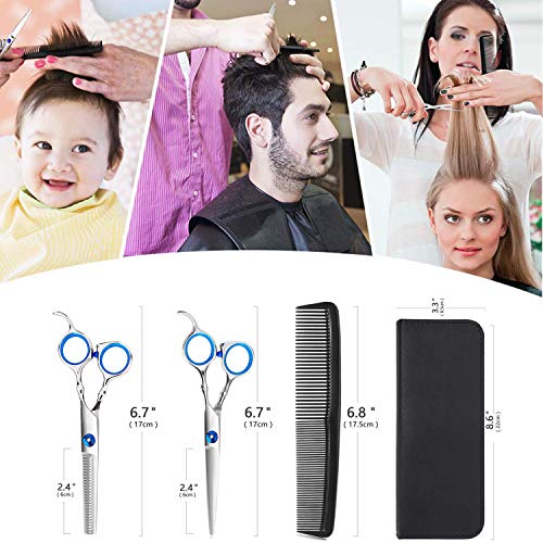 JYHY Professional Hair Cutting Scissors Shears Barber Thinning Set Kit- Family Hair Cutting,Barber Hair Cutting Tool Thinning texturizing/Blue 6" - Image 2