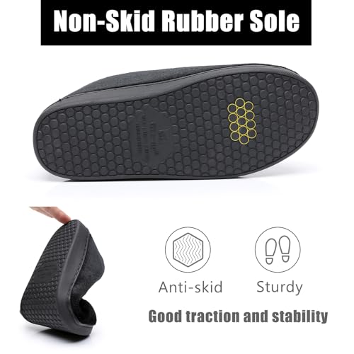 Git-up Women Diabetic Slippers Arthritis Edema Memory Foam Closed Toed Slippers, Black, 7 D(M) US - Image 5