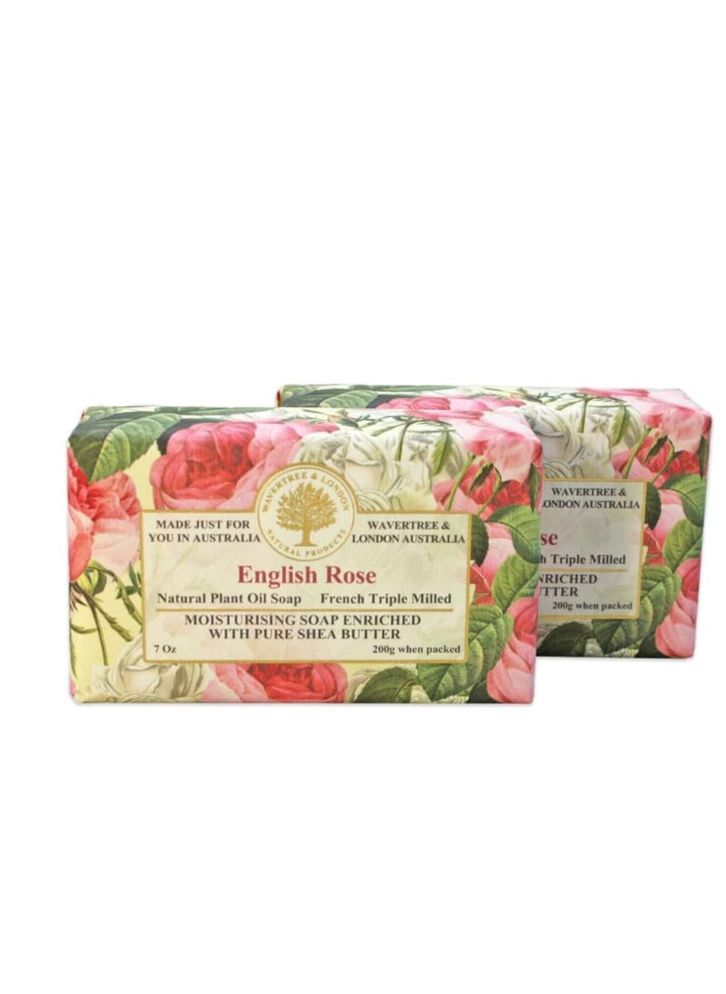 Wavertree & London - Wavertree & London English Rose Scented Natural Soap (2 Bars), 7oz Moisturizing French Triple Milled Soap Bars enriched with shea butter - Pure Plant Oil Bath & Body Soap for All Skin Types - Image 1