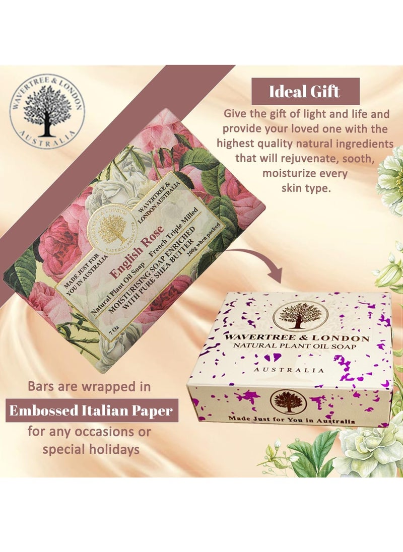 Wavertree & London - Wavertree & London English Rose Scented Natural Soap (2 Bars), 7oz Moisturizing French Triple Milled Soap Bars enriched with shea butter - Pure Plant Oil Bath & Body Soap for All Skin Types - Image 1