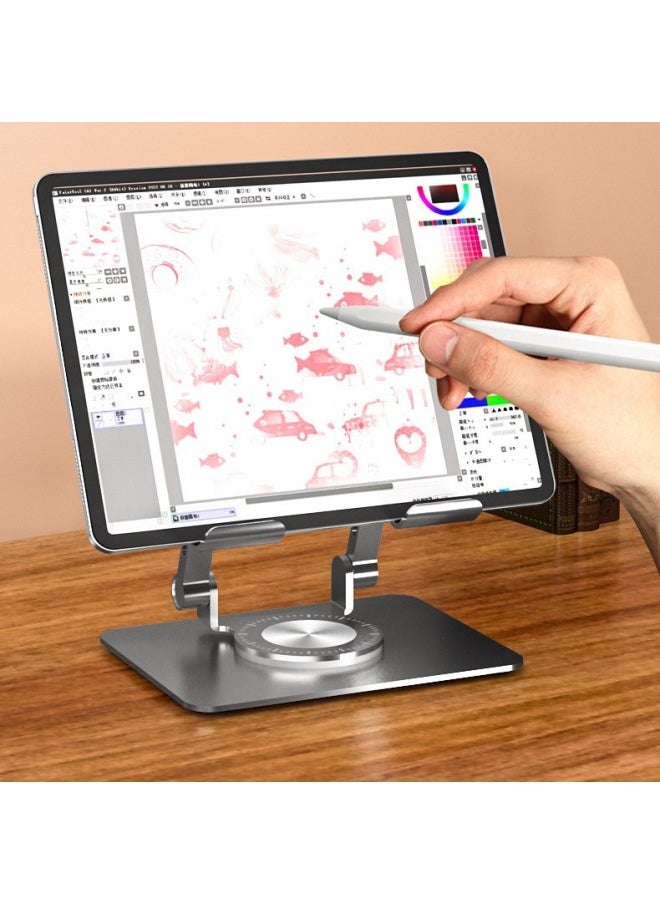 Generic - Tablet Pad Bracket 360 ° Rotating Desktop Mobile Phone Bracket Aluminum Alloy Lifting Game Chasing Rack For Students-Color:2027 Gray [aluminum Alloy Can Rotate 360 Degrees]] - Image 1