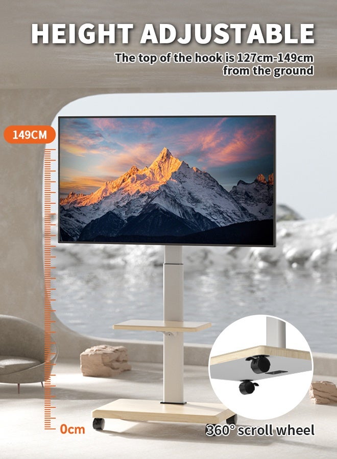360d° Mobile TV Cart for 32-70 Inch, Heavy Duty TV Floor Stand  with Wheels with Shelf for Curved LCD & LED 4K TVs Displays - Image 4