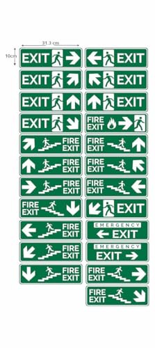 CVANU FIRE EXIT - Safety Sign Board With Running Man With Arrow (Up Down Right Left symbol), EMERGENCY EXIT Sticker With Safety Message-Green colour - Image 4