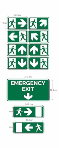 CVANU FIRE EXIT - Safety Sign Board With Running Man With Arrow (Up Down Right Left symbol), EMERGENCY EXIT Sticker With Safety Message-Green colour - Image 5