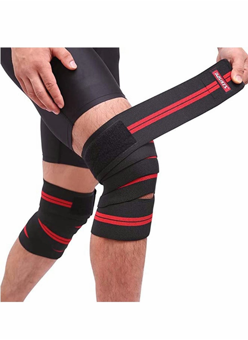 Captaintech - Fitness Knee Straps, Bandages Elastic Squat Weightlifting Straps Knee Pads Outdoor Sports Adjustable Compression Knee Support Sleeve - Image 1