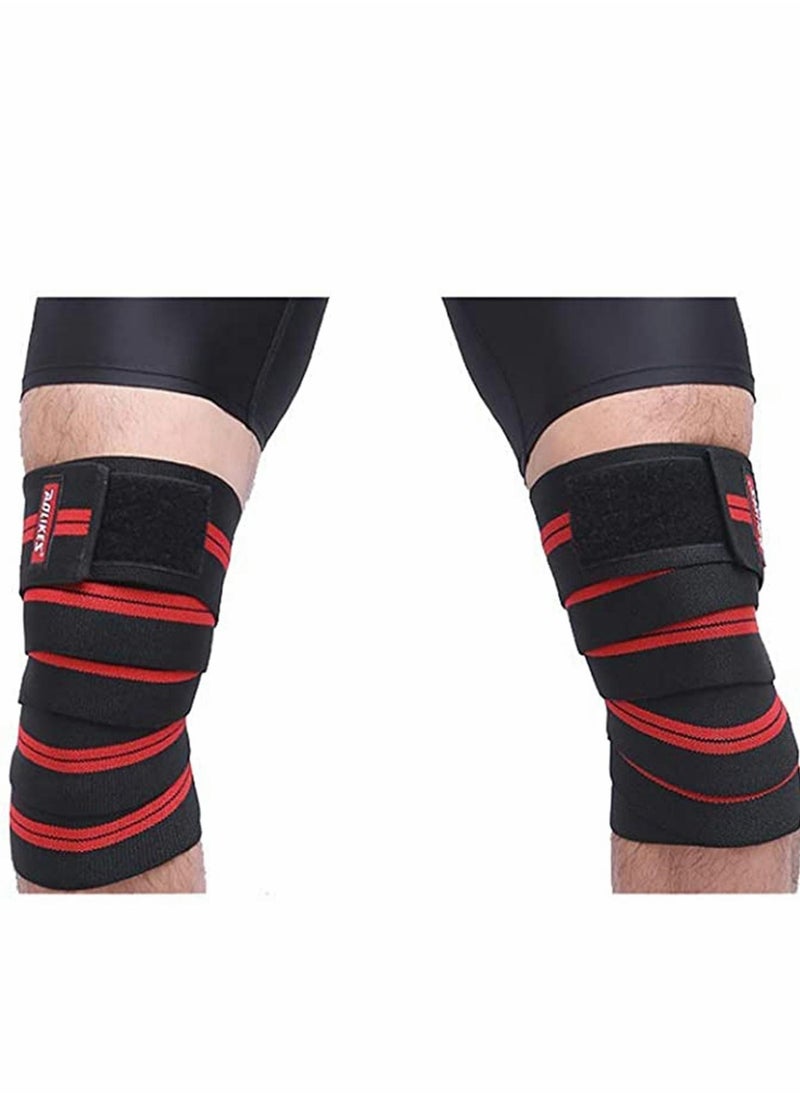 Captaintech - Fitness Knee Straps, Bandages Elastic Squat Weightlifting Straps Knee Pads Outdoor Sports Adjustable Compression Knee Support Sleeve - Image 1