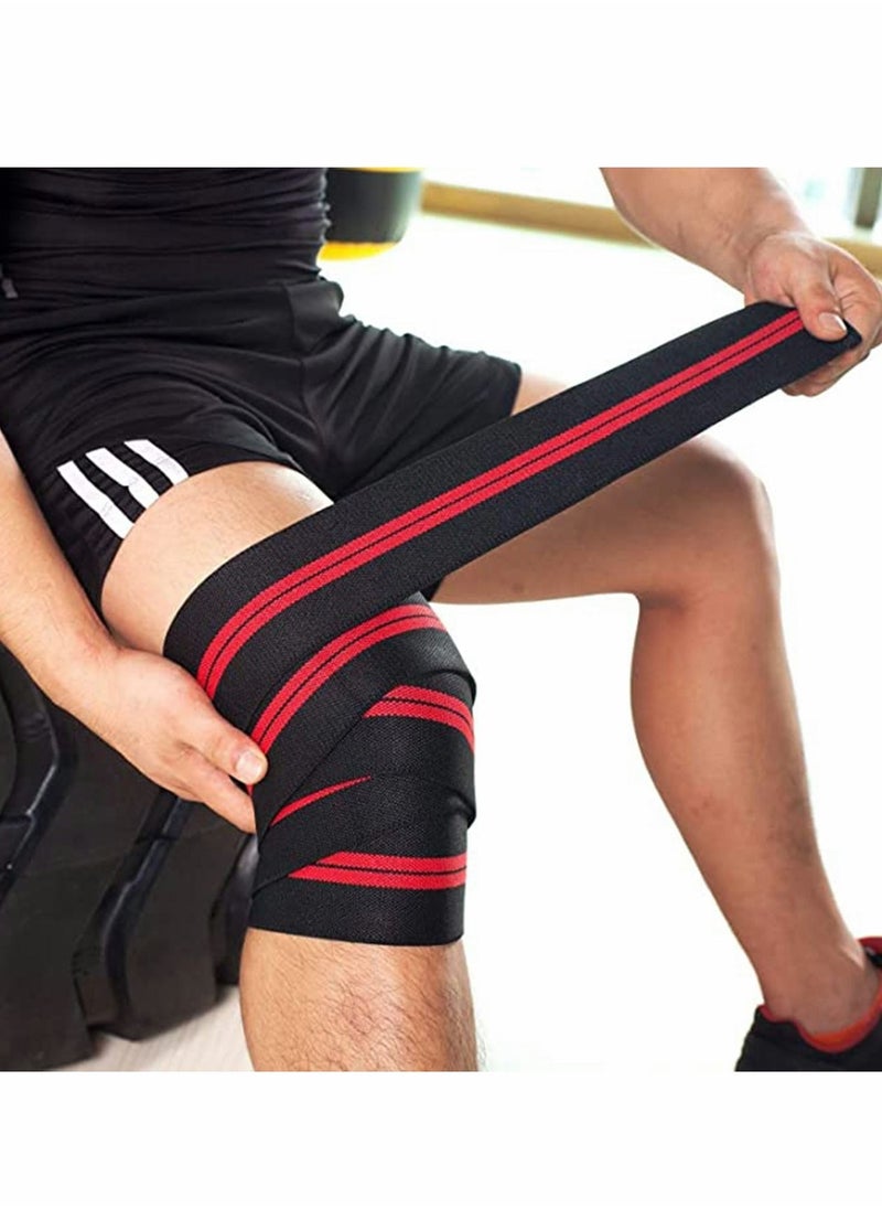 Captaintech - Fitness Knee Straps, Bandages Elastic Squat Weightlifting Straps Knee Pads Outdoor Sports Adjustable Compression Knee Support Sleeve - Image 1