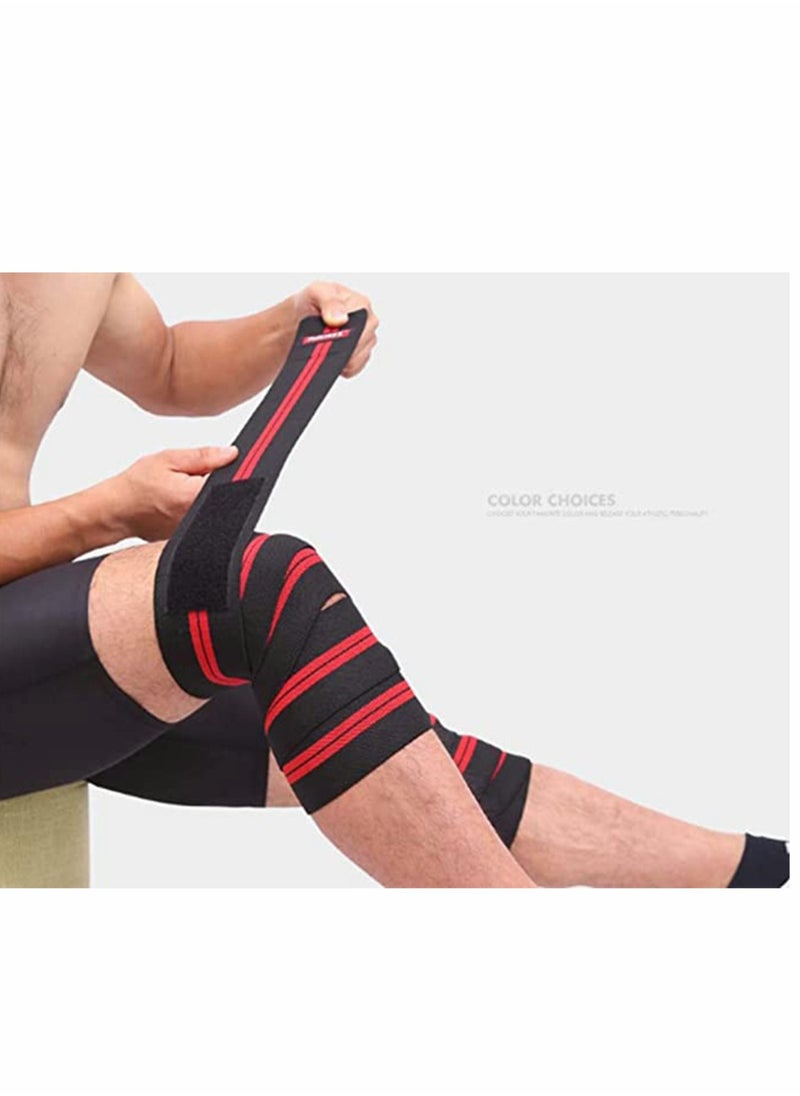 Captaintech - Fitness Knee Straps, Bandages Elastic Squat Weightlifting Straps Knee Pads Outdoor Sports Adjustable Compression Knee Support Sleeve - Image 1