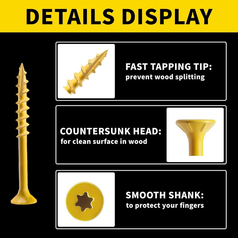 ASTRWK Wood Screws 2 inch,Deck Screws #8×2 inch,330 Pcs,Rust Resistant Epoxy Coated,T25 Torx Bits Included,Tan - Image 3