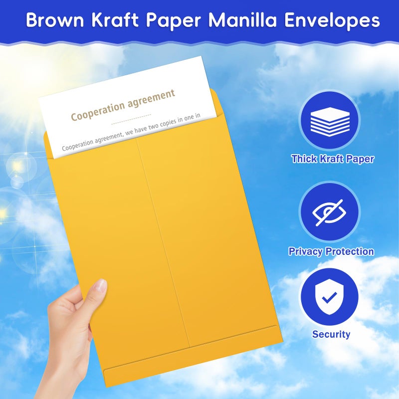 FloraSea 25 Pack 9 x 12 Catalog Mailing Envelopes, Self-Seal Brown Kraft Manilla Envelopes Letter Size for Mailing, Organize, storage, Home, Office Business - Image 4