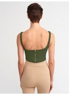 Dilvin 3793 Corset Top- Dark Khaki  - Image 3