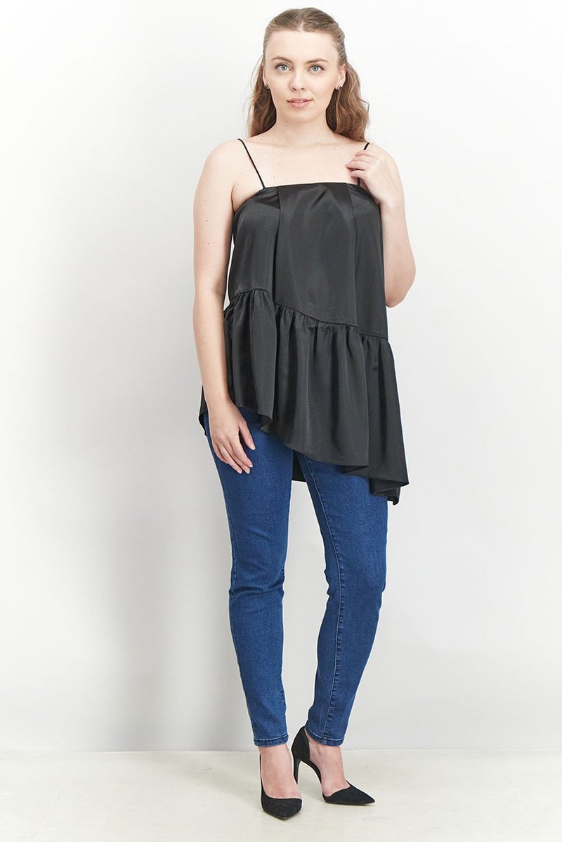 NA-KD Women Square Neck Sleeveless Plain Blouse, Black - Image 2