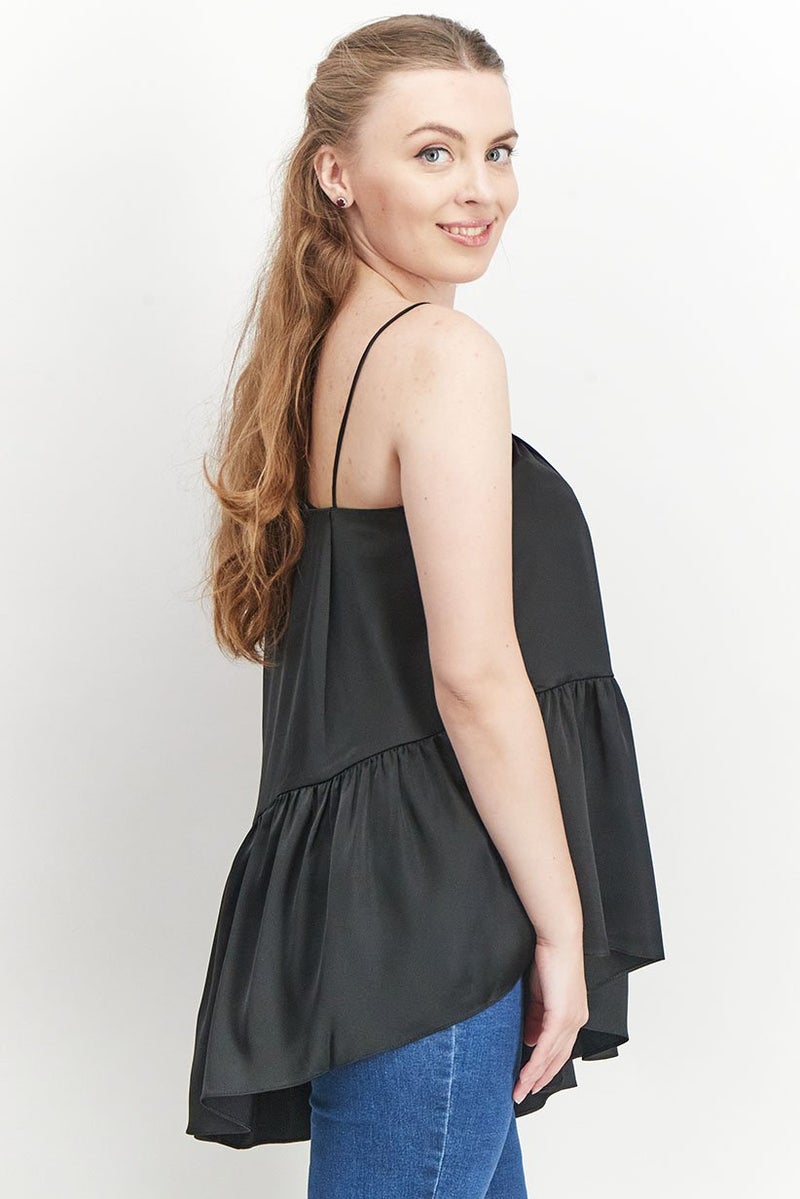 NA-KD Women Square Neck Sleeveless Plain Blouse, Black - Image 4