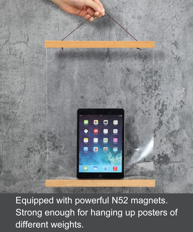 FALAMON Magnetic Poster Hanger Frame, 24x36 36x48 18x36 Teak Wood Magnet Poster Frame for Posters, Prints, Photos, Pictures, Maps, Scrolls, and Canvas Artwork - Image 3