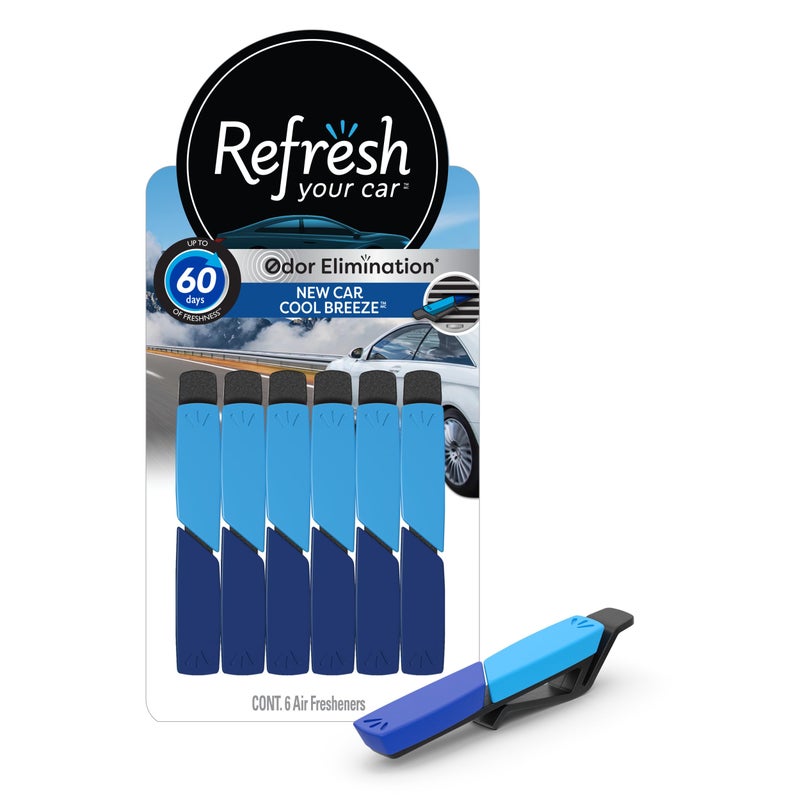 RefreshYourCar Refresh Your Car Air Freshener Vent Sticks New Car Cool Breeze Scent 6 Pack
