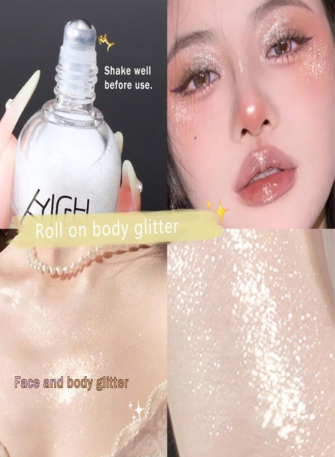 Grospe 2Pcs Rollaway Roll On Glitter, Long-Lasting Roll On Body Glitter for a Radiant Glow Holographic Liquid Highlighters Makeup for Cheek, Hair & Body Paint, Cruelty-Free, Festival Rave Accessories - Image 4