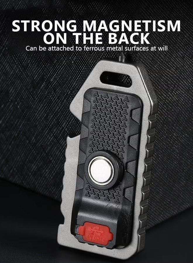 LED Mini COB Flashlight, Multifunctional Type-C Rechargeable Outdoor Keychain Light Hiking Portable Camping Light, Car Window Breaker Lifesaving Light Warning Light - Image 5