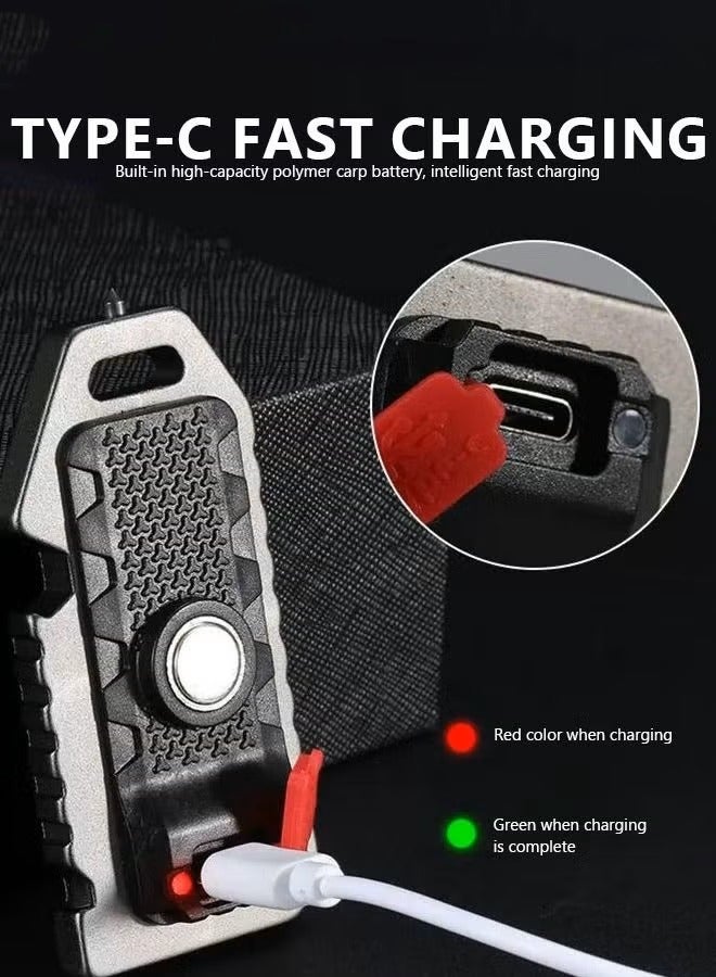 LED Mini COB Flashlight, Multifunctional Type-C Rechargeable Outdoor Keychain Light Hiking Portable Camping Light, Car Window Breaker Lifesaving Light Warning Light - Image 4