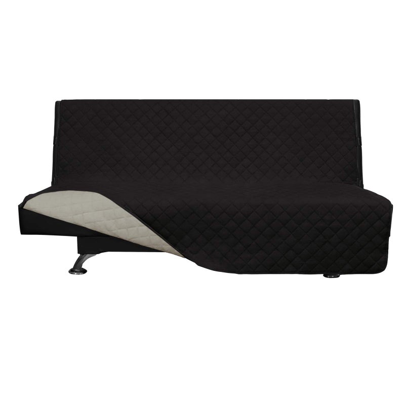 Easy-Going EasyGoing Futon Sofa Slipcover  Reversible Armless Couch Cover  Water Resistant for Pets  Kids BlackBeige  - Image 1