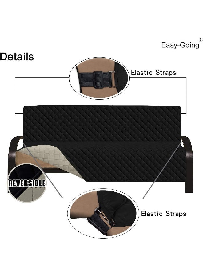 Easy-Going EasyGoing Futon Sofa Slipcover  Reversible Armless Couch Cover  Water Resistant for Pets  Kids BlackBeige  - Image 5