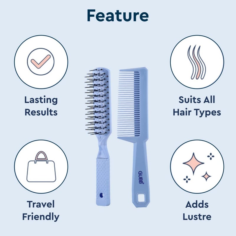 GUBB Styling Combo of Vent Hair Brush Santorini Hues and Hair Comb Best Hair Combo for Styling Detangling and Grooming for Women and Men Best Hair Brush and Hair Comb for All Hair Types - Image 4