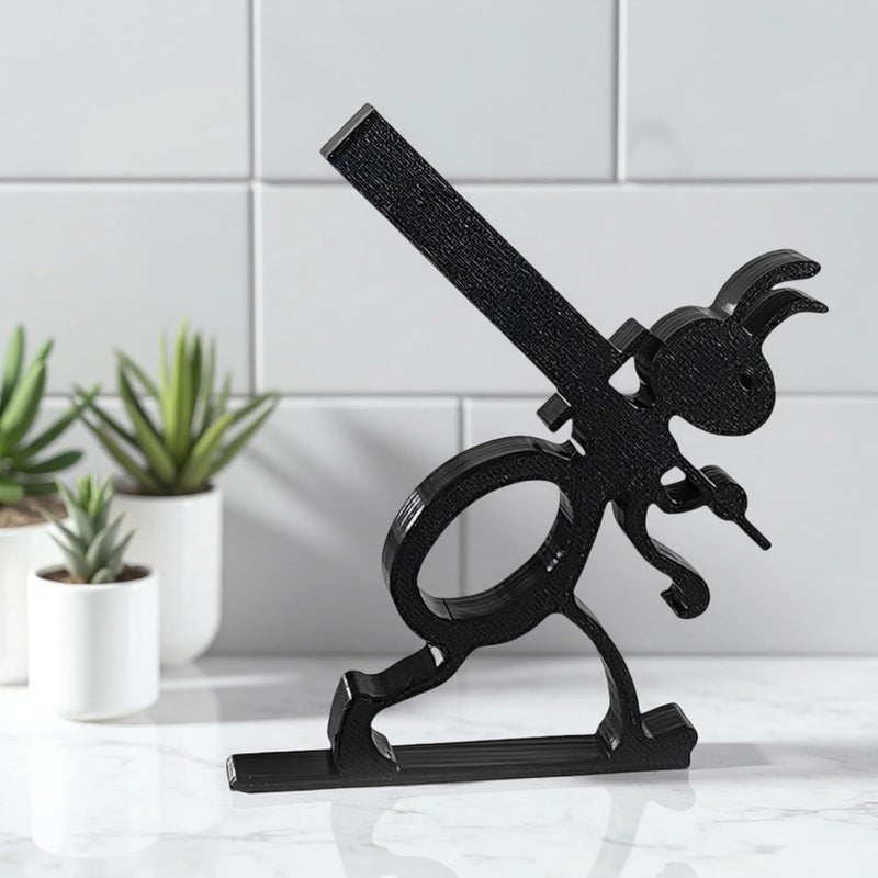 2 Pcs Toilet Paper Holder, Ant Design with Sword, Free Standing, 5.1 in, Black - Image 4