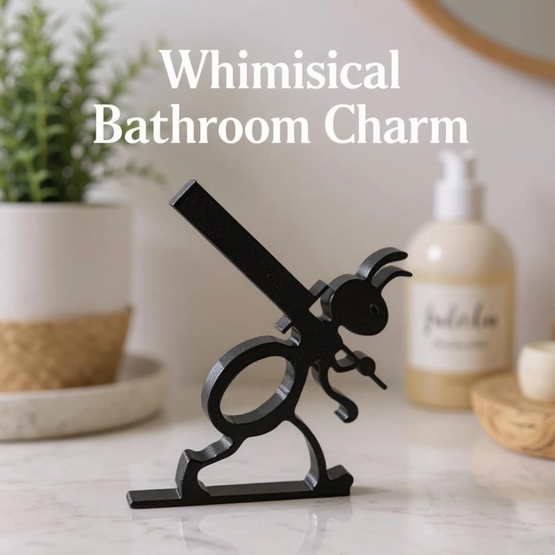 2 Pcs Toilet Paper Holder, Ant Design with Sword, Free Standing, 5.1 in, Black - Image 3