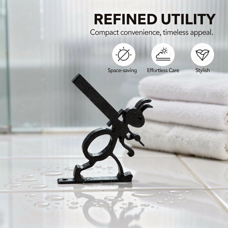 2 Pcs Toilet Paper Holder, Ant Design with Sword, Free Standing, 5.1 in, Black - Image 2