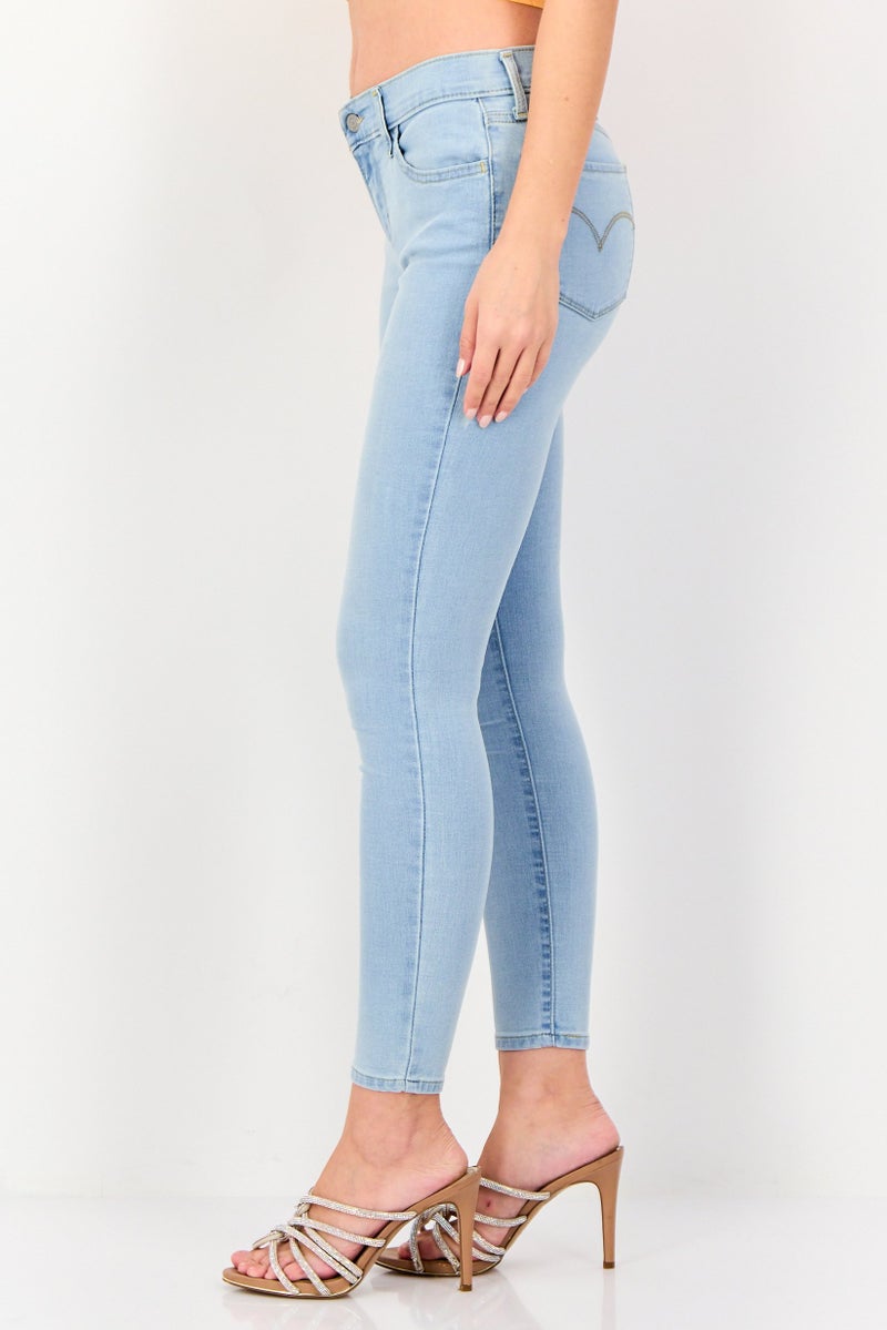 Levi's Women Super Skinny Washed Stretchable 710 Jeans, Light Blue - Image 3