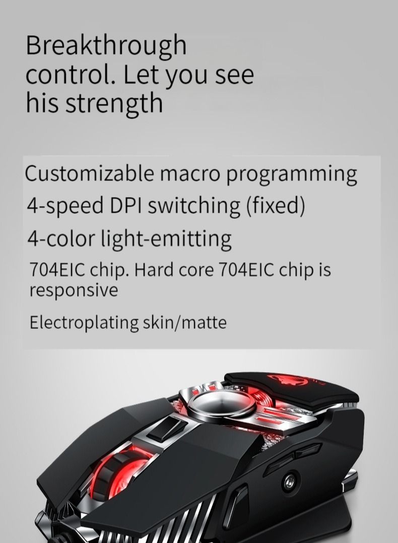 Luminous Enhanced Esports Mouse Daily Mouse Work USB Plug Wired Mouse (Black) - Image 3