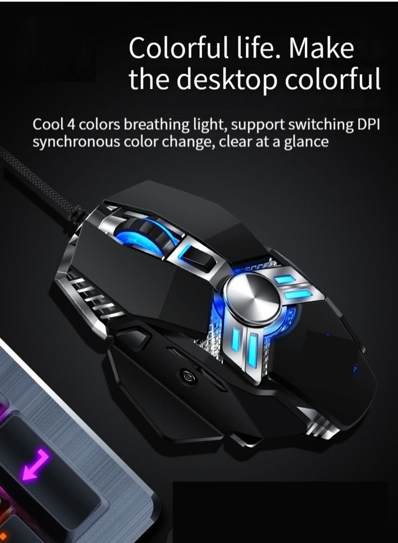 Luminous Enhanced Esports Mouse Daily Mouse Work USB Plug Wired Mouse (Black) - Image 4