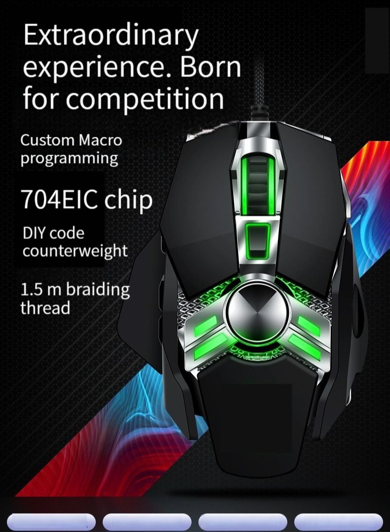 Luminous Enhanced Esports Mouse Daily Mouse Work USB Plug Wired Mouse (Black) - Image 2