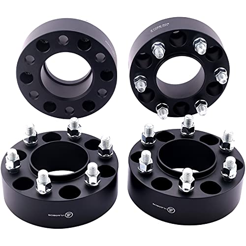 VLAOSCHI Black Forged 6x5.5 Hubcentric Wheel Spacers 2 Inch with 12x1.5 Studs 93.1mm Hub Bore Compatible with Ford 6 Lug 6x139.7 for 2019+ Ranger(US) | 2021+ B-ronco(NOT Fit Bronco-Sport)-Pack of 4 - Image 1