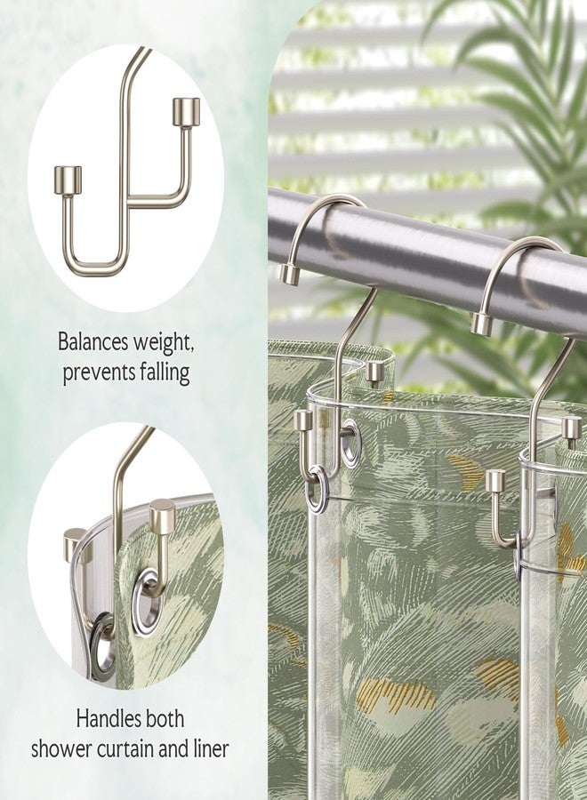 Bathway High-Low Double Shower Curtain Hooks, Bathway Bathroom Shower Curtain Rings, Separate Liner & Curtain to Prevent Tangling, Rust-Resistant Metal, Smooth Glide, 12-Pack Matte Nickel - Image 5