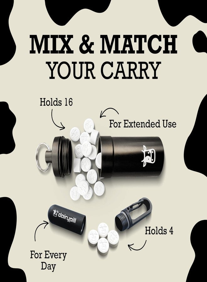 DairyPill Keychain Pill Holder, Key Pod Mini, Travel Pill Organizer, Waterproof and Portable Stainless Steel Pill Case, Small and Discreet Container for On The Go, Holds 4 DairyPills (Matte Black - Image 5