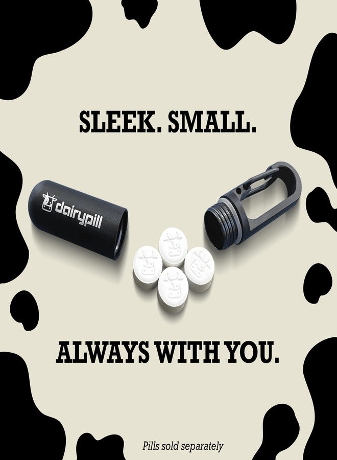 DairyPill Keychain Pill Holder, Key Pod Mini, Travel Pill Organizer, Waterproof and Portable Stainless Steel Pill Case, Small and Discreet Container for On The Go, Holds 4 DairyPills (Matte Black - Image 2