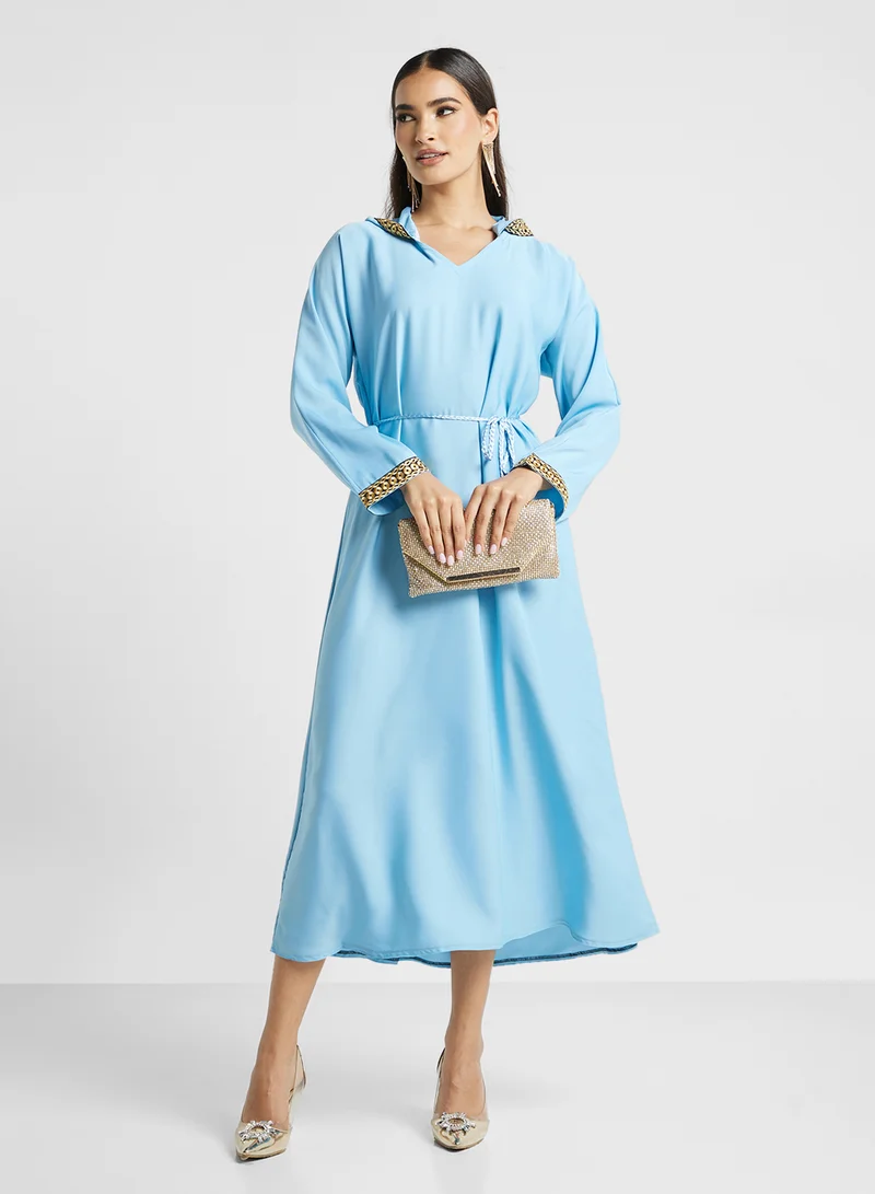 ARABIAN CLOSET Embroidered Hooded Abaya