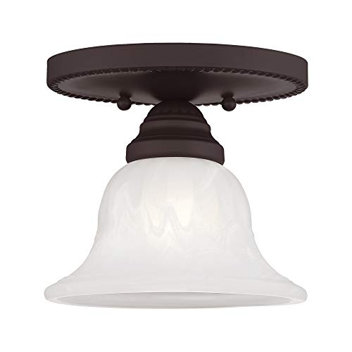 Livex Lighting 1530-07 Edgemont 1-Light Ceiling Mount, Bronze - Image 1