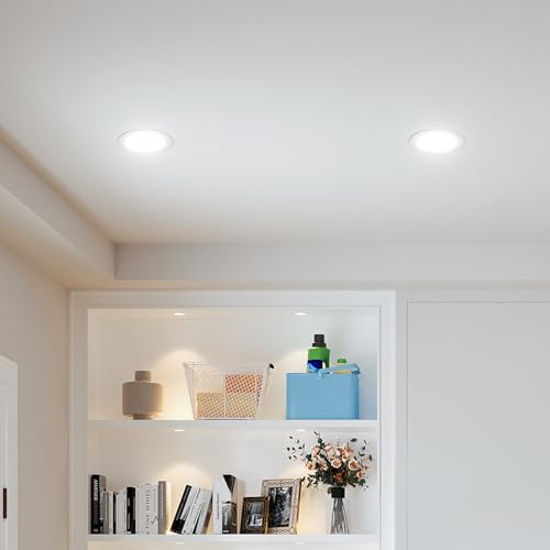 Amico 12 Pack 4 Inch 5CCT Ultra-Thin LED Recessed Dimmable Can/Ceiling Light with Junction Box, 2700K/3000K/3500K/4000K/5000K Selectable, 11W Eqv 70W, 800LM High Brightness Wafer Downlight - ETL&FCC - Image 2