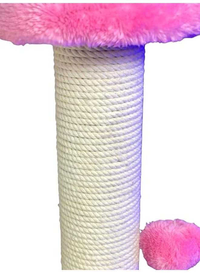 Pets House & Care Cat Scratching Post with Sisal Rope & Hanging Ball – Tall Kitty Activity Center with Carpeted Base, Durable & Easy to Assemble – 38×20 cm (Pink & White) - Image 4