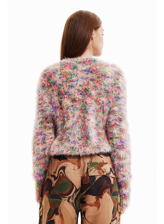 DESIGUAL كنزة بتأثير فرو متعددة الألوان  - Image 4