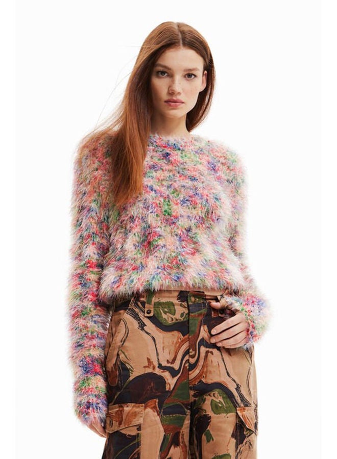 DESIGUAL كنزة بتأثير فرو متعددة الألوان  - Image 1